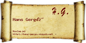Hans Gergő névjegykártya